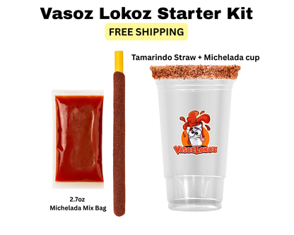 Vasoz Lokoz Starter Kit -  Chelada Mix| Tamarindo straw | 24oz SINGLE Cup